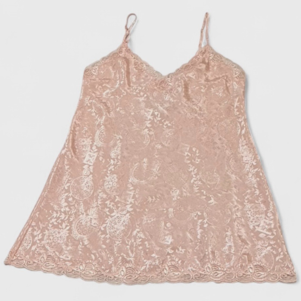 Vintage 90s Victoria’s Secret Gold Label Pink Lace Slip-Size L-Pristine-Rare
